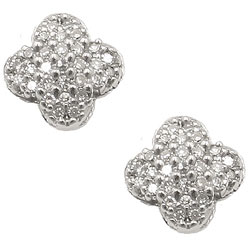 Sterling Silver 1/6ct TDW Diamond Clover Earrings