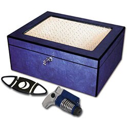 125-cigar Sapphire Humidor with Cutter and Lighter