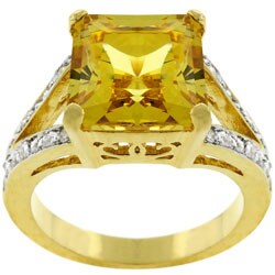 Kate Bissett Goldtone Yellow Princess CZ Cocktail Ring
