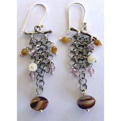 Stainless Steel Mesh and Glass Bead Earrings (Israel)
