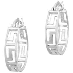 Mondevio Sterling Silver Greek Key Hoop Earrings