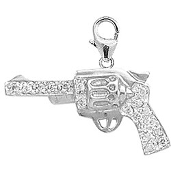 14k White Gold 1/10ct TDW Diamond Pistol Charm