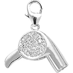 14k Gold 1/10ct TDW Diamond Hair Blower Charm