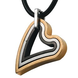 Tri-tone Heart Stainless Steel Necklace