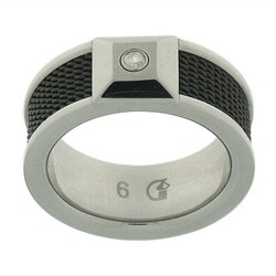 Diamante di Uomo Steel 1/10ct TDW Diamond Band (H, S2-I1)