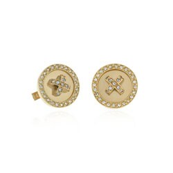 Icz Stonez 18k Gold over Silver CZ Large Cuff Links