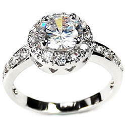 14k White Gold Overlay Solitaire Ring