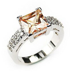 Simon Frank 14k White Gold Overlay Champagne CZ Ring