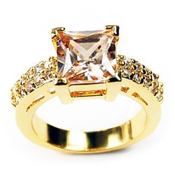 Simon Frank 14k Yellow Gold Overlay Champagne Solitaire Ring