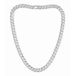 14k White Gold Overlay Cubic Zirconia Cuban Chain