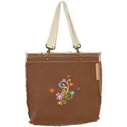 Embroidered Flutterby Doodle Bag Cotton Tote