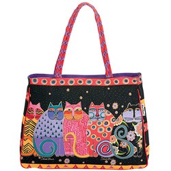 Laurel Burch Feline Family Portrait Shoulder Tote