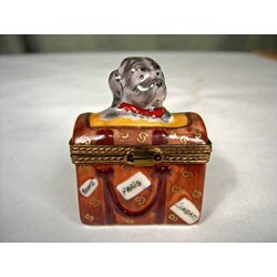 Limoges Hand-painted Dog and Chest Keepsake Box