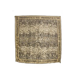 Dolce & Gabbana Snakeskin Print Logo Silk Scarf