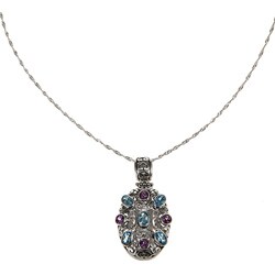 Sterling Silver Blue Topaz Amethyst Necklace