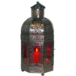 Pagoda Lantern with Red Glass (Set of 4)
