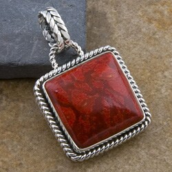 Red Sea Coral Sterling Silver Pendant (Indonesia)