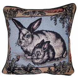 Fuzzy Bunny Tapestry Pillows (Set of 2)