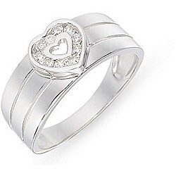 14k White Gold 1/6ct TDW Diamond Heart Ring