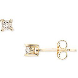 14k Gold 1/4ct TDW Princess-cut Traditional Diamond Stud Earrings (H-I, I1-I2)