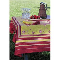 Apple Blossom Red/ Green Tablecloth (71 in. x 71 in.)