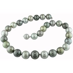 14k Gold Graduated Black Tahitian Pearl Necklace (14-16.5 mm)
