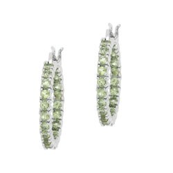Glitzy Rocks Sterling Silver Peridot Inside-out Hoop Earrings