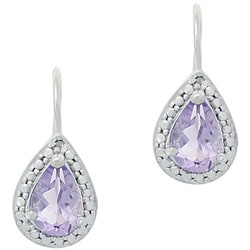 Glitzy Rocks Sterling Silver Diamond and Amethyst Earrings