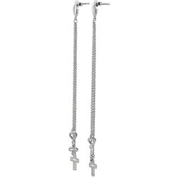 Sterling Silver Dangling Heart and Cross Earrings