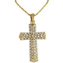 Goldtone Rhinestone Cross Necklace
