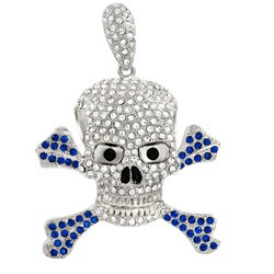 Silverplated Multicolor Rhinestone Skull Necklace