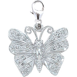 14k White Gold 1/10ct TDW Diamond Butterfly Charm