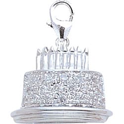 14k White Gold and Diamond Birthday Cake Charm