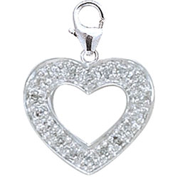 14k White Gold and Diamond Heart Charm