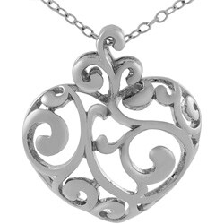 Sterling Silver Filigree-style Heart Necklace