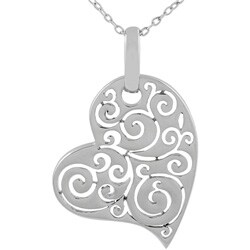 Sterling Silver Filigree Cutout Heart Necklace