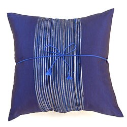 Silky Fusion Filigree Blue/ Black Cushion Cover.