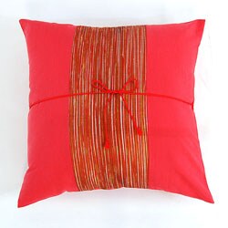Silky Fusion Filigree Crimson/ Gold Cushion Cover.