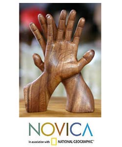 'Hand of Friendship' Wood Statuette (Indonesia)