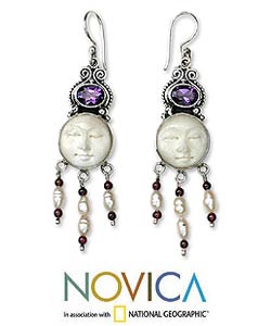 'Moon Prince' Amethyst and Pearl Earrings (Indonesia)