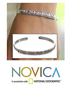 Silver and 18k Gold 'Hyacinth' Bracelet (Indonesia)