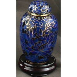 Crystal Blue Cloisonne Keepsake Urn