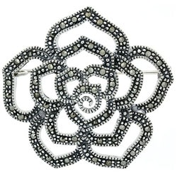 Glitzy Rocks Sterling Silver Marcasite Flower Pin