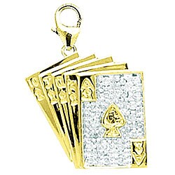 14k Yellow Gold and Diamond Playing Cards Charm