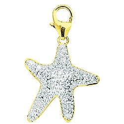 14k Gold 1/10ct TDW Diamond Starfish Charm