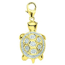 14k Gold 1/10ct TDW Diamond Turtle Charm