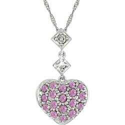 14k Gold Pink Sapphire and Diamond Heart Necklace