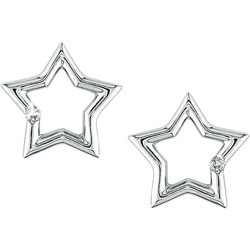 10k White Gold Diamond Accent Star Earrings (H-I, I1-I2)