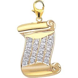 14k Yellow Gold 1/10ct TDW Diamond Diploma Charm