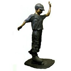 'Boy on Rollerblades' Bronze Statue